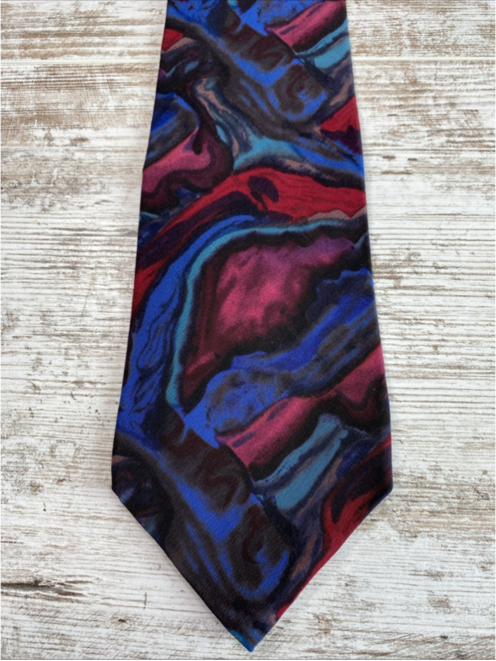 J Garcia Silk Tie Abstract Bold Multicolor Short Length Altered 52”